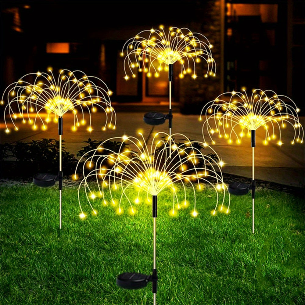 2/4/6/8/10/12pcs Solar Fireworks Lights, Waterproof Solar Flower Lights, 8 Lighting Modes, Patio Villa Lighting Christmas Decoration With Stake Decoration Fairy Lights