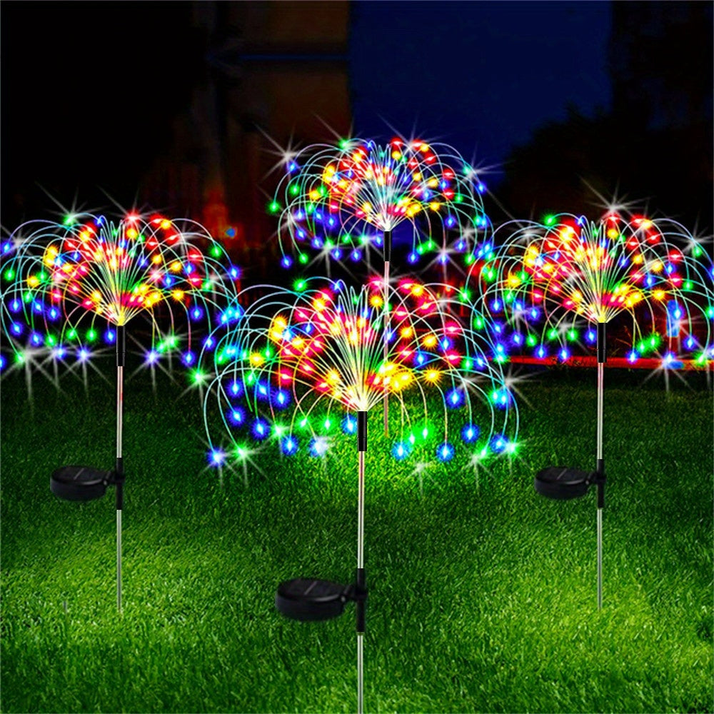 2/4/6/8/10/12pcs Solar Fireworks Lights, Waterproof Solar Flower Lights, 8 Lighting Modes, Patio Villa Lighting Christmas Decoration With Stake Decoration Fairy Lights