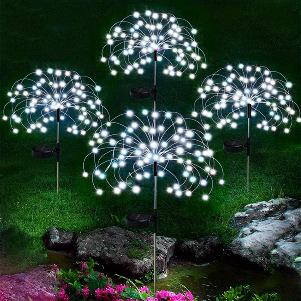 2/4/6/8/10/12pcs Solar Fireworks Lights, Waterproof Solar Flower Lights, 8 Lighting Modes, Patio Villa Lighting Christmas Decoration With Stake Decoration Fairy Lights