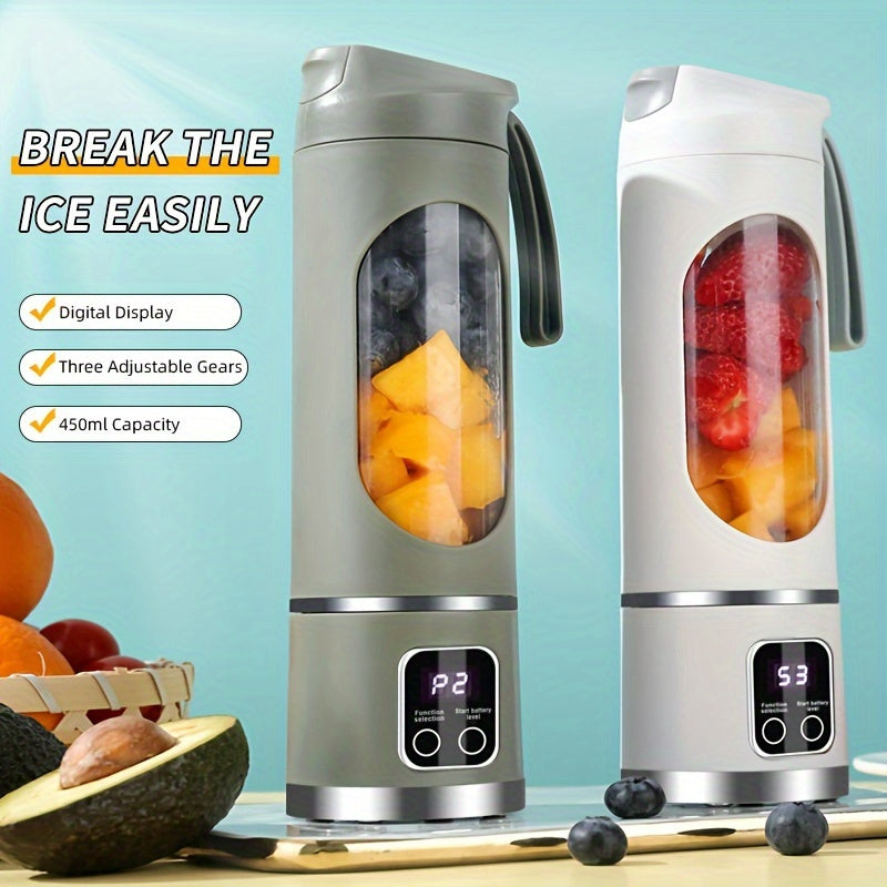 Portable USB Rechargeable Juicer – Handheld Smoothie Blender with LED Display & Ice Crush