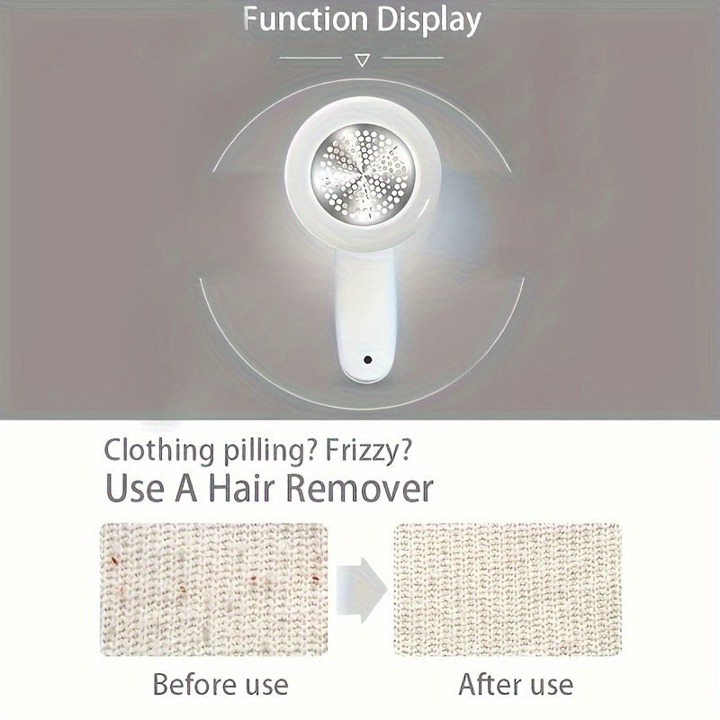 USB Rechargeable Electric Lint Remover - Fabric Shaver with One More Blade - Portable Fuzz Remover, Pilling Remover, Hairball Trimmer for Clothes, Bedding, Furniture, Carpet, Sofa, Cleaning Supplies, Cleaning Gadgets
