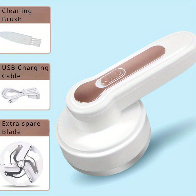 USB Rechargeable Electric Lint Remover - Fabric Shaver with One More Blade - Portable Fuzz Remover, Pilling Remover, Hairball Trimmer for Clothes, Bedding, Furniture, Carpet, Sofa, Cleaning Supplies, Cleaning Gadgets