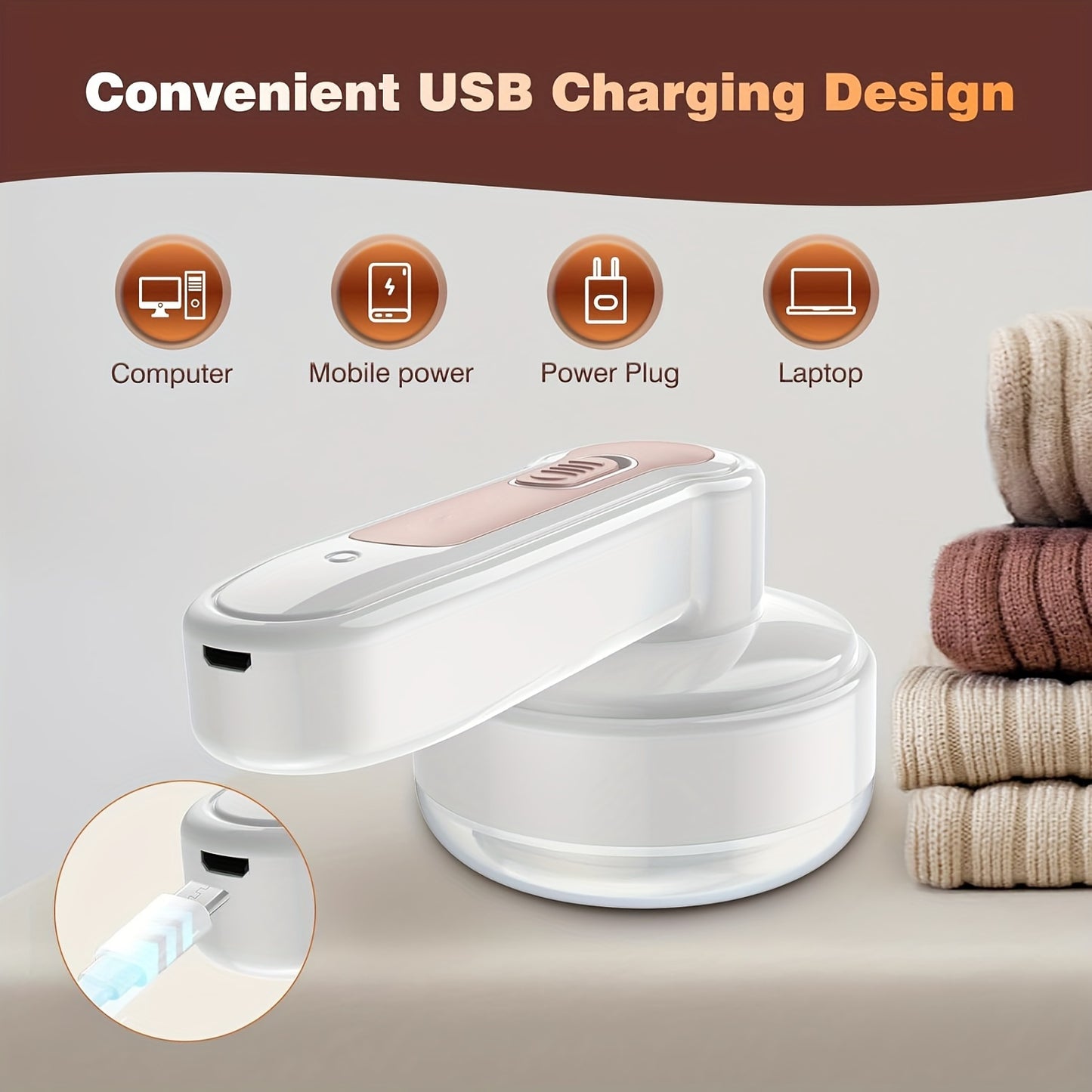 USB Rechargeable Electric Lint Remover - Fabric Shaver with One More Blade - Portable Fuzz Remover, Pilling Remover, Hairball Trimmer for Clothes, Bedding, Furniture, Carpet, Sofa, Cleaning Supplies, Cleaning Gadgets