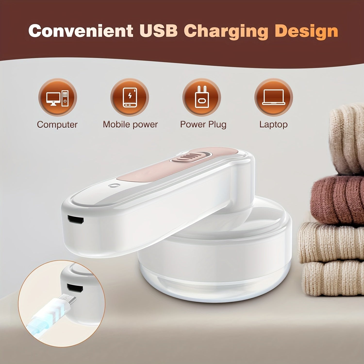 USB Rechargeable Electric Lint Remover - Fabric Shaver with One More Blade - Portable Fuzz Remover, Pilling Remover, Hairball Trimmer for Clothes, Bedding, Furniture, Carpet, Sofa, Cleaning Supplies, Cleaning Gadgets