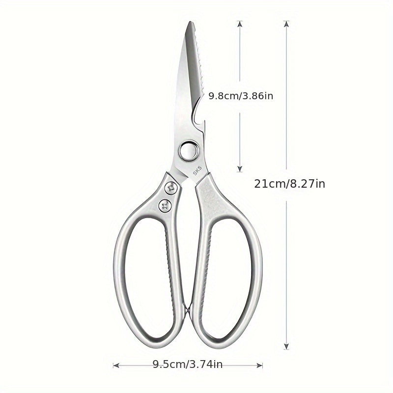 1/2pcs 8.5-inch Hard Aluminum Alloy Kitchen Scissors For Both Hands Multifunctional Stainless Steel Blades Professional Chicken Bone Scissors With Printed Structure