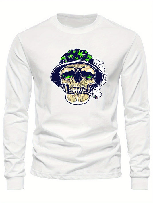 Long Sleeve Men's Crewneck T-shirt - Comfortable Fabric, Bright Graphic Print Design, Classic Fashion