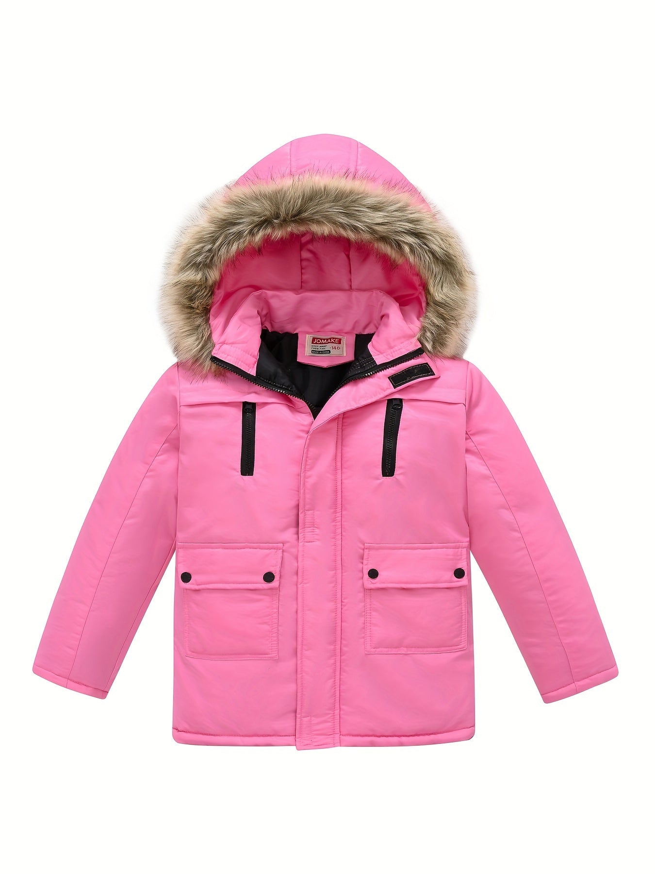 Kids' WarmthMaster Jacket - Removable Hood, Zipper Flap Pocket, Thick Insulation, Water-Resistant, Spring and Winter Wear for Boys and Girls - Versatile and Cozy Outerwear for School and Play