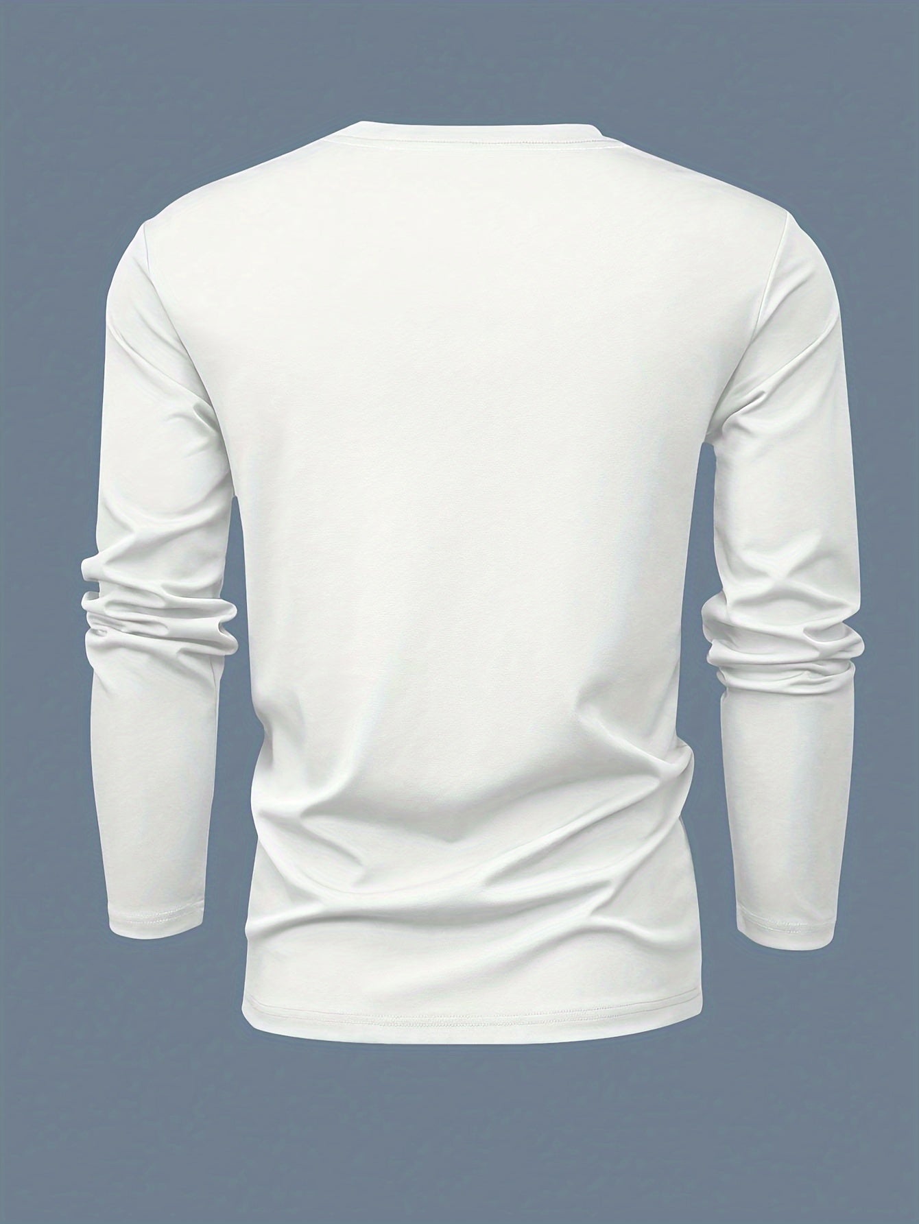 Men's Slim-Fit Long Sleeve T-Shirt - Stretchy Polyester & Elastane Blend, Casual Round Neck, Machine Washable - Perfect for Layering