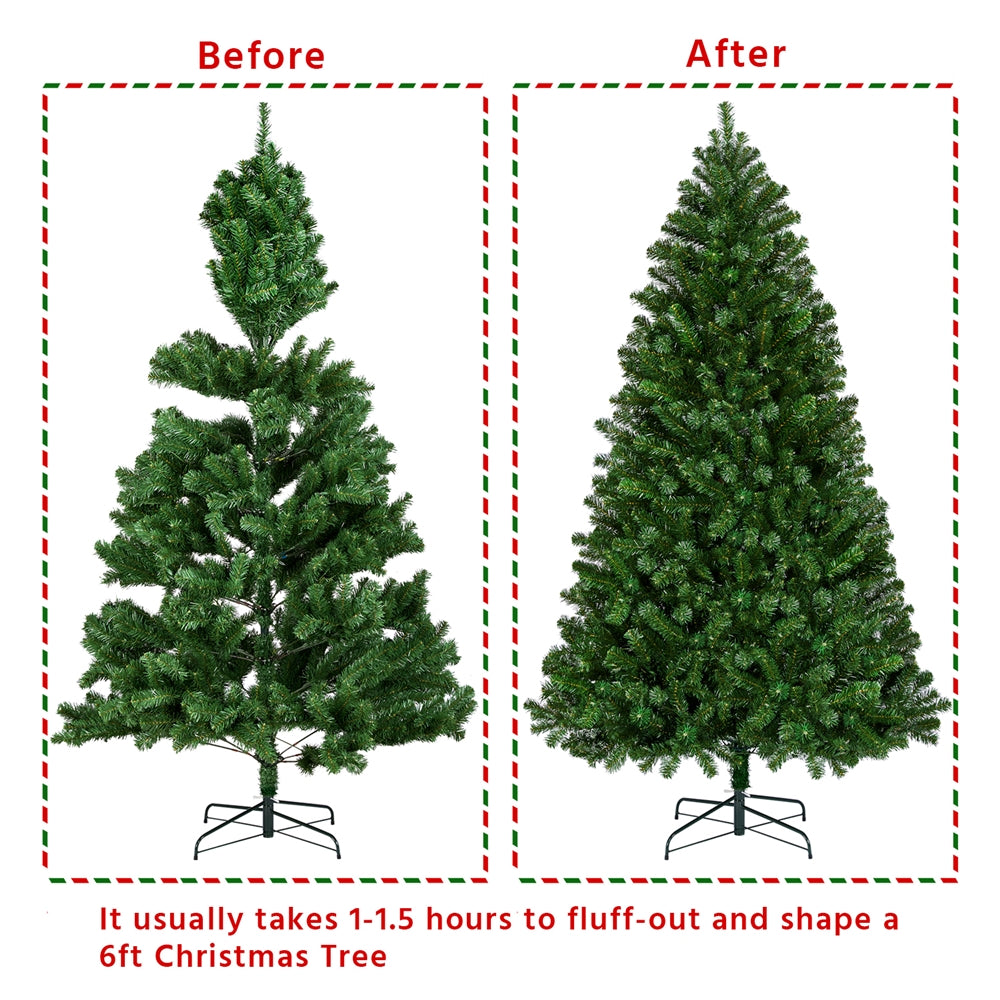 Costoffs 4ft/4.5ft/6ft/7.5ft/9ft/12ft Christmas Tree Hinged Prelighted Pine Tree for Home Party Holiday Decoration with Lights, Easy Assembly, Metal Hinges & Foldable Base