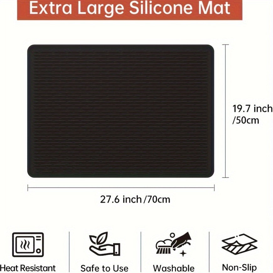 Heat Resistant - Silicone Electric Stove Top Cover Mat - Glass Cooktop Cover - 28"x20"Ceramic Stove top Cover - Flat RV Range Stovetop Protector - Extra Large Silicone Dish Drying Mat - BLACK