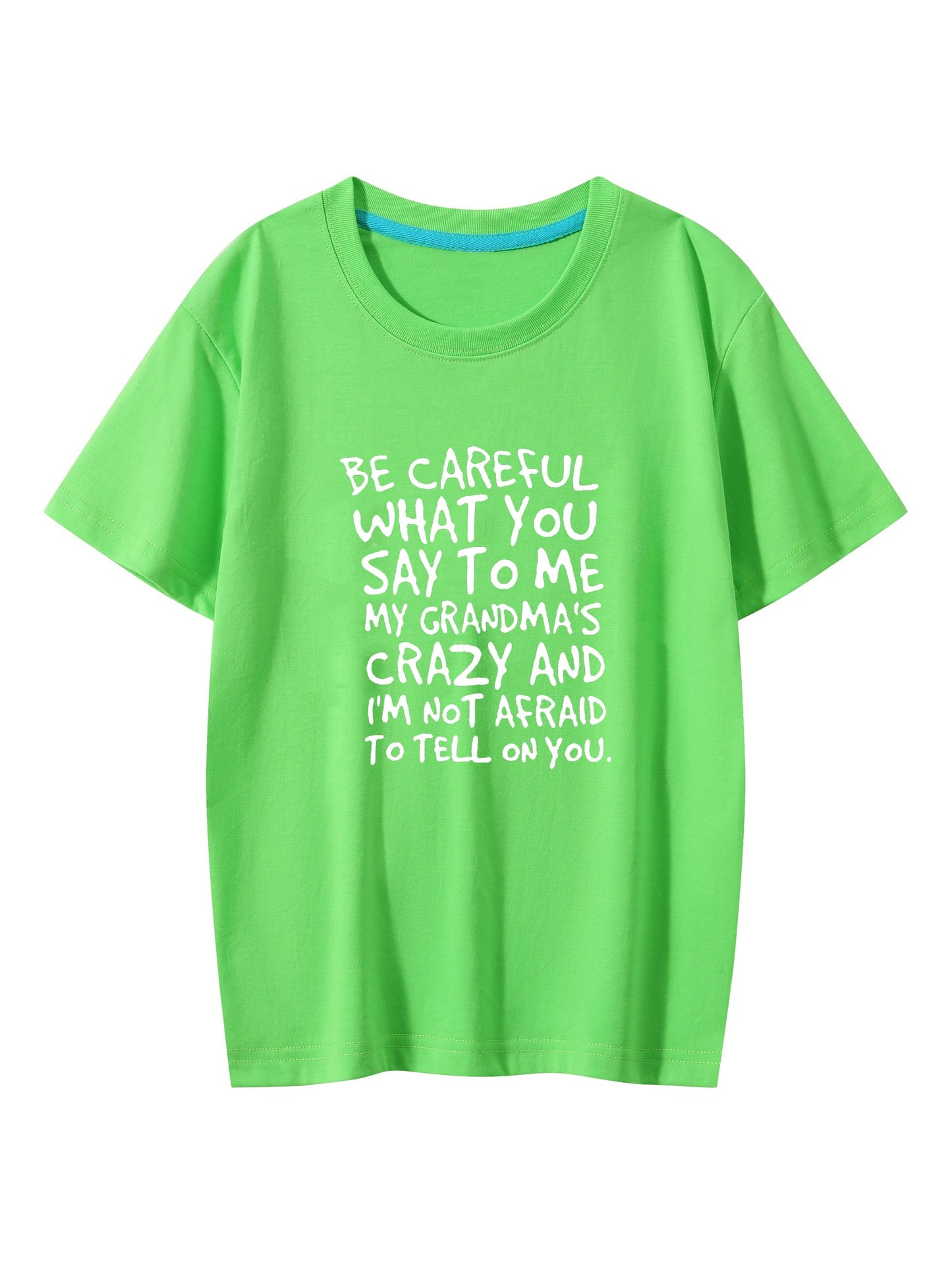 Boys' Creative T-shirt - BE CAREFUL WHAT YOU SAY TO ME Letter Print Casual Lightweight Comfy Short Sleeve Tee Tops for Kids Summer Clothes