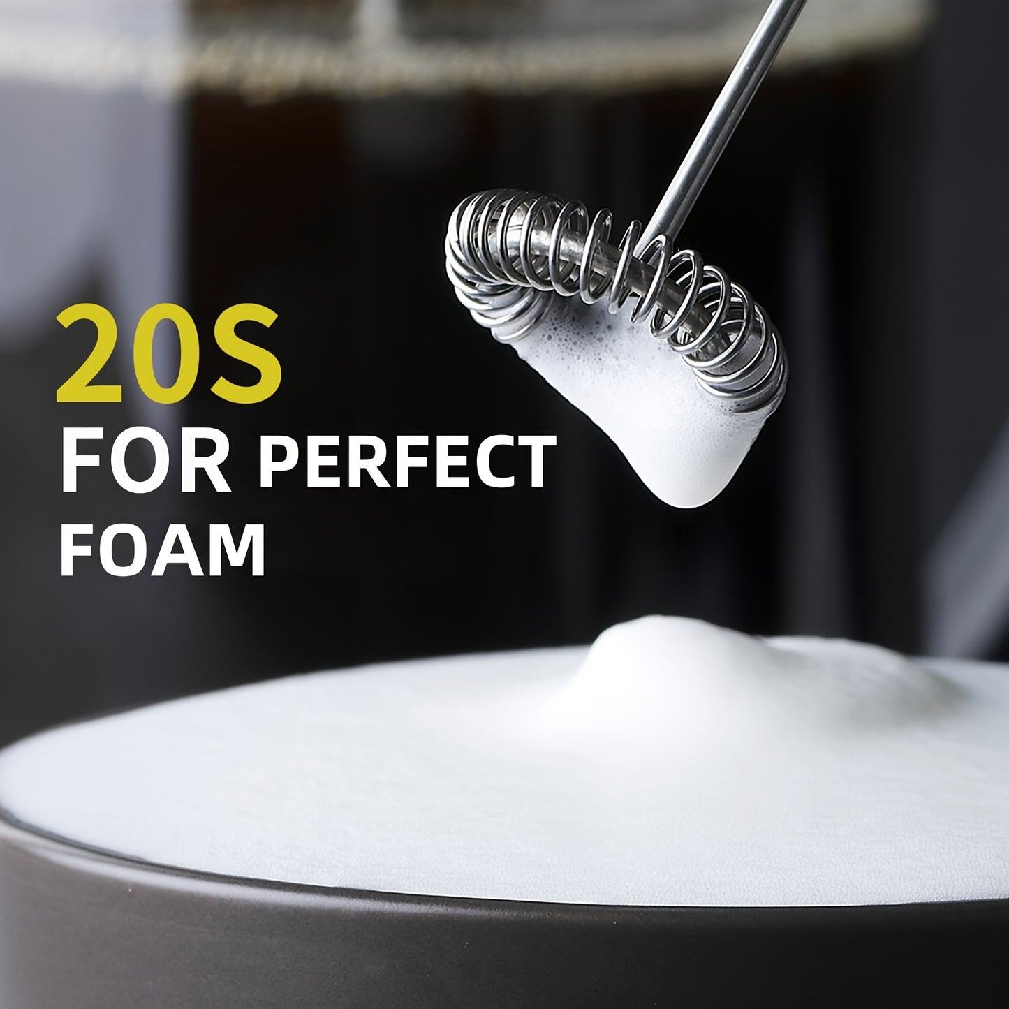 Professional Milk Frother & Foam Maker, Handheld Battery-Powered Whisk for Coffee, Latte, Cappuccino, Hot Chocolate, Portable Stainless Steel  Blender with 2 AA Batteries (Not Included) Barista-Grade Tool for Home, Travel & E