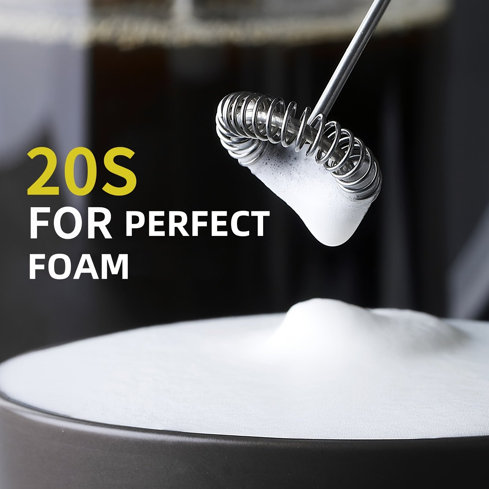 Professional Milk Frother & Foam Maker, Handheld Battery-Powered Whisk for Coffee, Latte, Cappuccino, Hot Chocolate, Portable Stainless Steel  Blender with 2 AA Batteries (Not Included) Barista-Grade Tool for Home, Travel & E