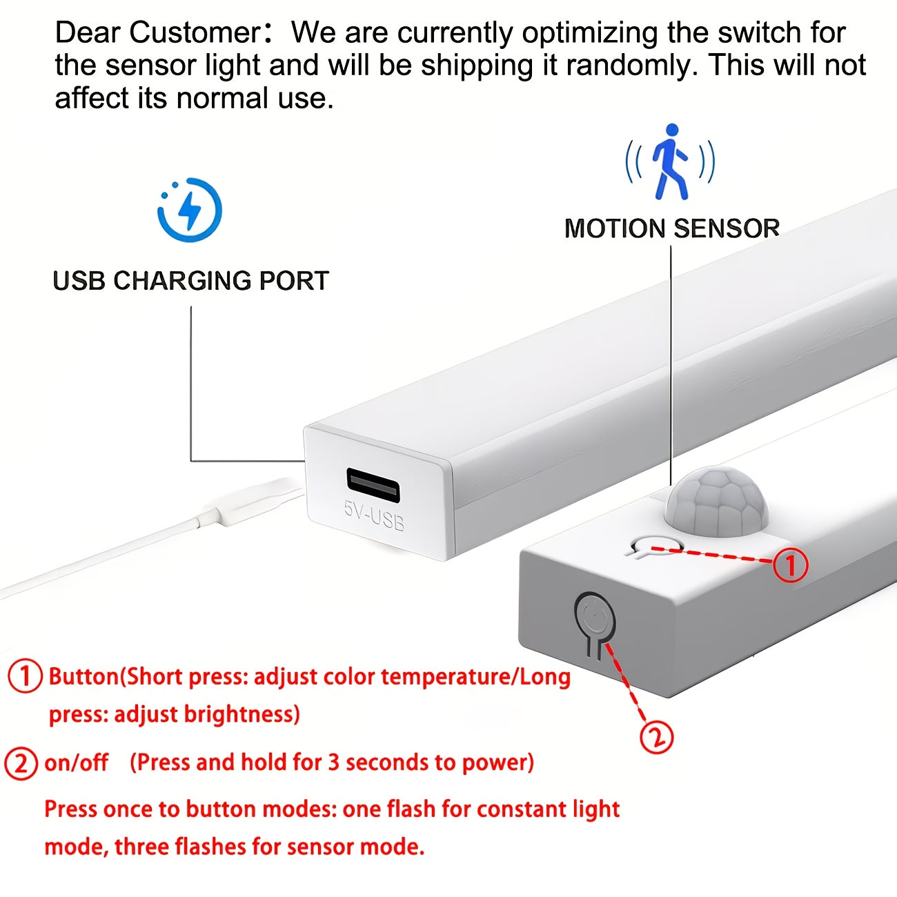 Set of 3 LED Lights with Motion Detection - Adjustable Brightness for Cabinets, Rechargeable Via USB, Featuring Three Color Temperatures (3000K/4500K/6000K), Suitable for Use As Night Lights in Bedrooms, Staircases, Kitchens,