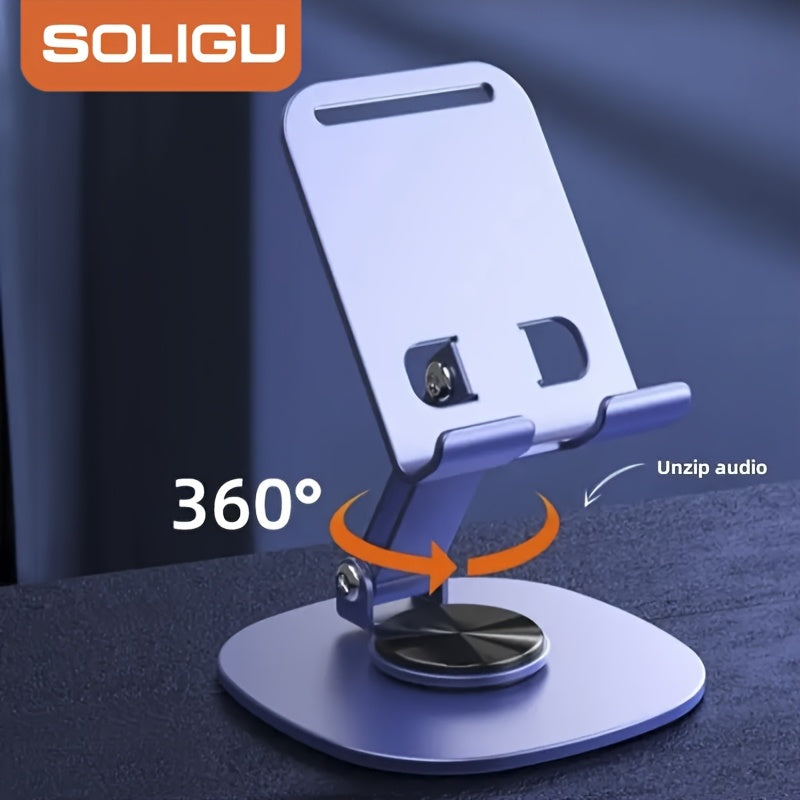 SOLIGU All-Metal Desktop Phone Stand – 360° Rotating Base with Satisfying Mechanical Click Sound