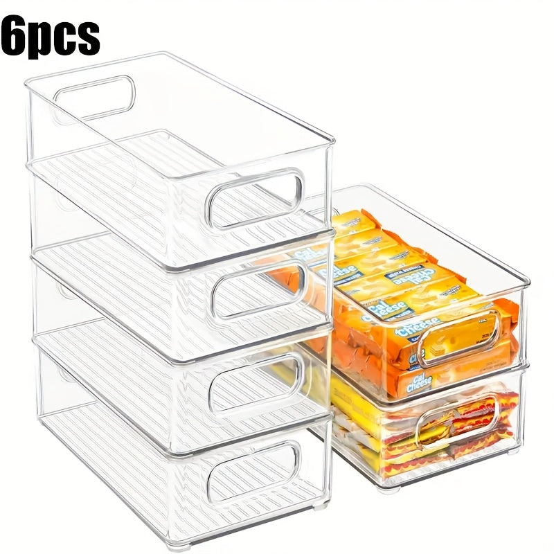 6PCS Refrigerator Organizer Bins Set – Clear 10" Storage Bins for Fridge, Freezer & Pantry