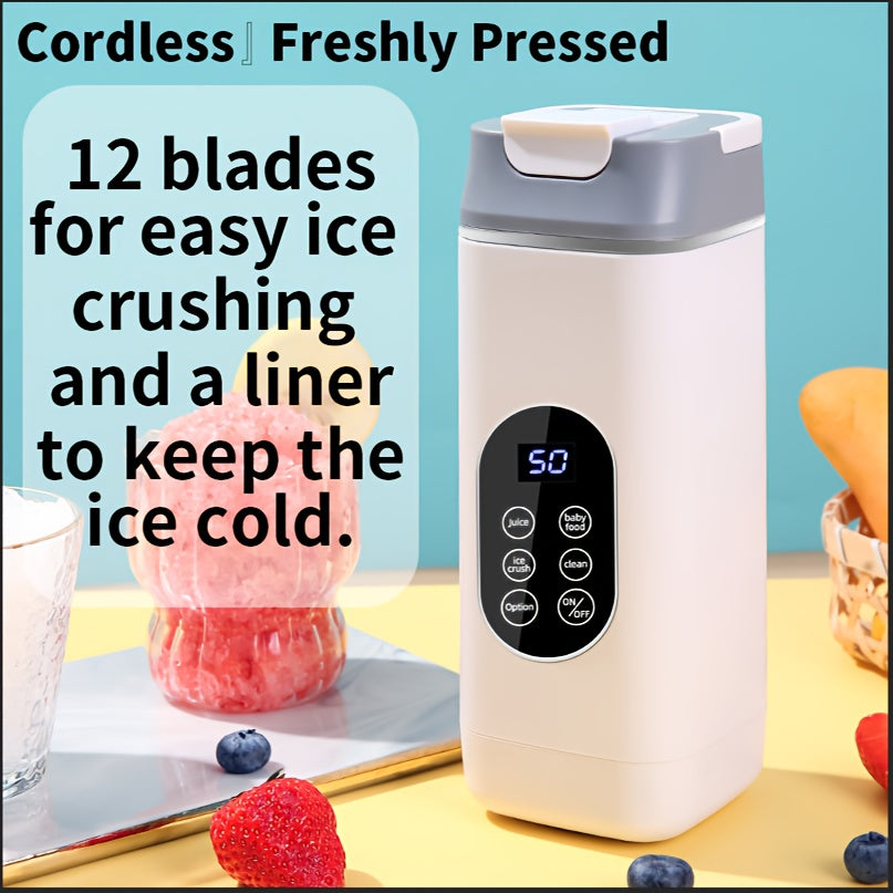 Portable USB Rechargeable Juicer – Handheld Smoothie Blender with LED Display & Ice Crush