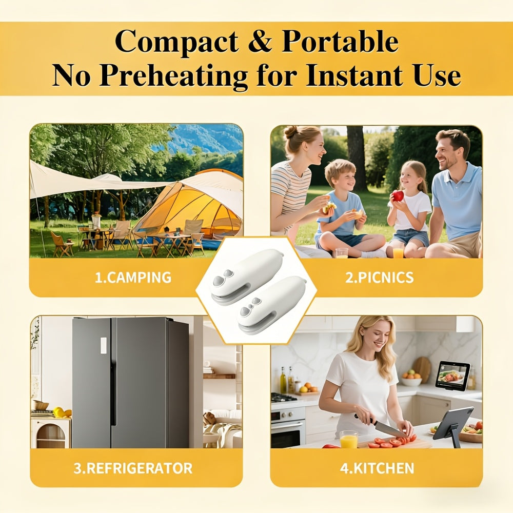 [USB-C Rechargeable Bag Sealer] 2pcs Mini Bag Sealer | USB-C Rechargeable, 2-in-1 Heat Seal with Cutter & Magnet, Buy 1 Get 1 Free, Resealer Machine for Plastic & Snack Bags