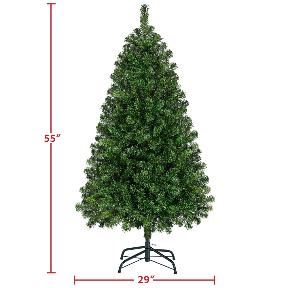 Costoffs 4ft/4.5ft/6ft/7.5ft/9ft/12ft Christmas Tree Hinged Prelighted Pine Tree for Home Party Holiday Decoration with Lights, Easy Assembly, Metal Hinges & Foldable Base