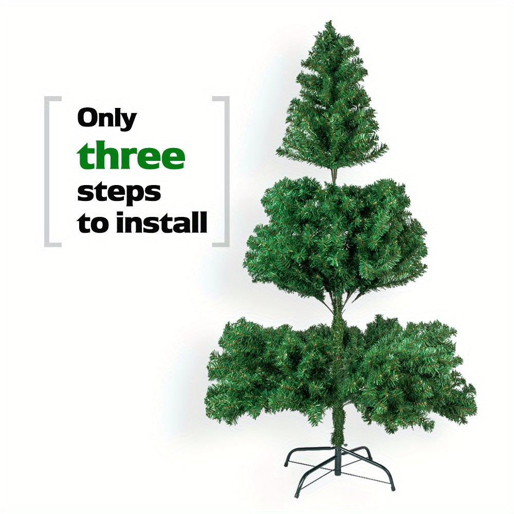 8ft Premium PVC Christmas Tree with 1454 Branch Tips - Durable, Vibrant Light Green Artificial Holiday Decor for Home & Office, Includes Metal Stand & Storage Bag, Christmas Decor