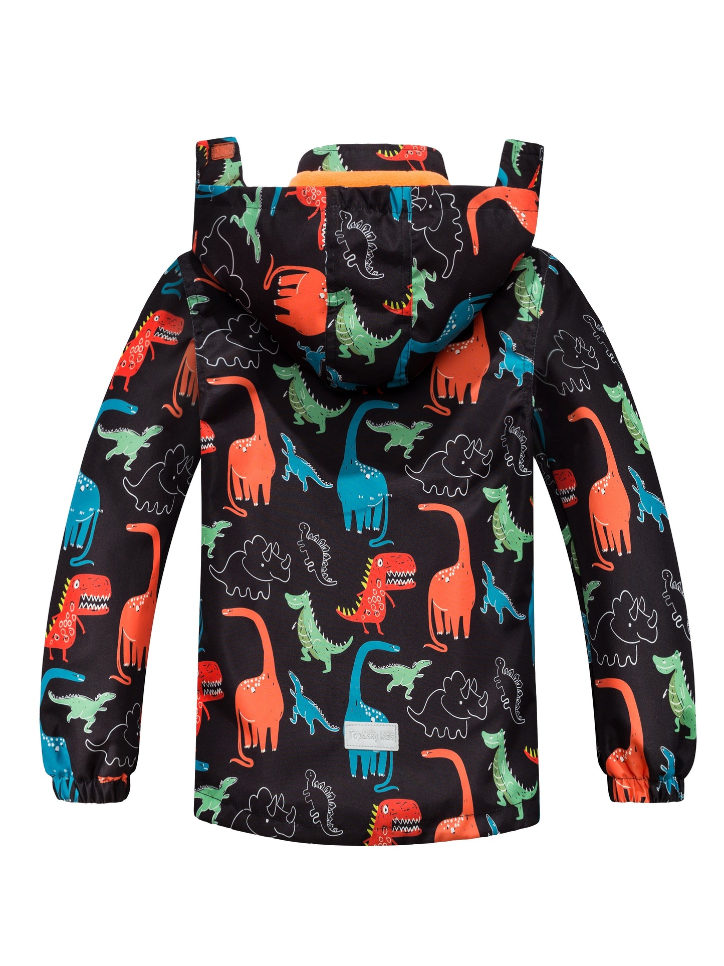 Stylish Boys' Dinosaur-Themed Water-Resistant Jacket - Removable Hood, Fleece Lining, Windbreaker Design, Kids' Raincoat for Outdoor Play - Perfect for Casual Daily Wear, Hiking, and School