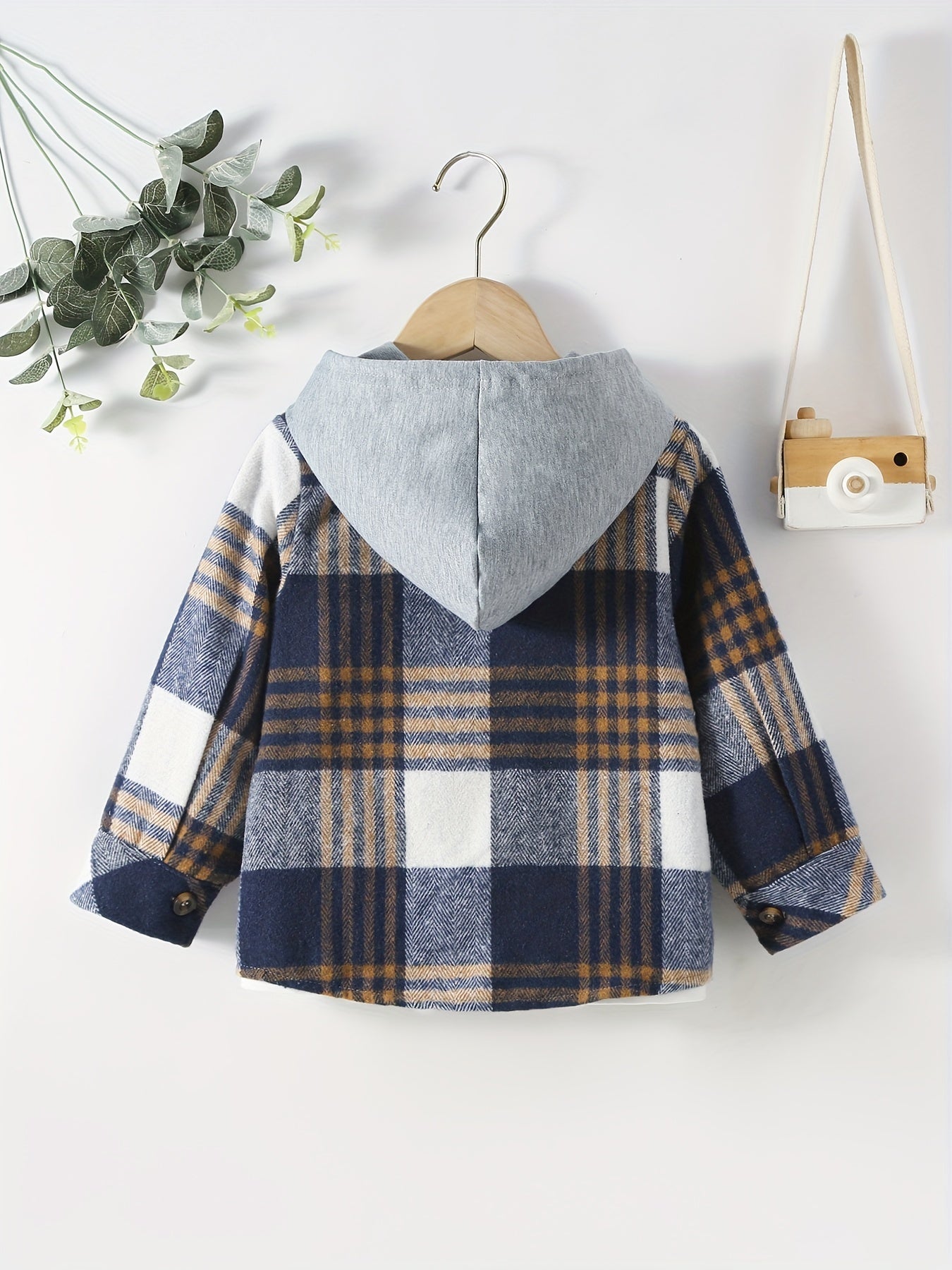 Kids Boys Plaid Shirts Long Sleeve Button Down Hooded Tops Spring Fall Outwear Shirts Jacket Clothes