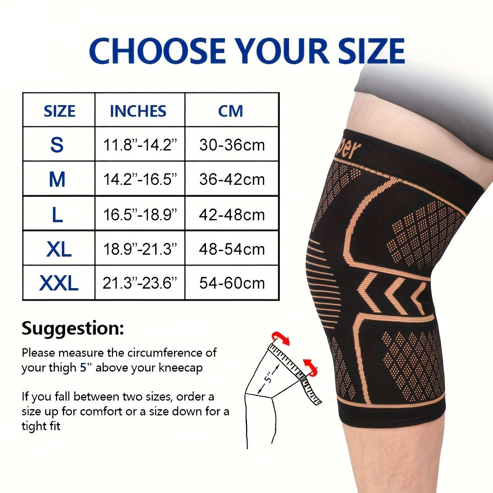 2pcs Copper Compression Fit Knee Sleeves For - High Elastic, Knee Brace For Men & Women, Breathable Knit, Supportive & Elastic, Suitable For Outdoor, Fitness, Various Ball Games, Very Suitable As Gifts