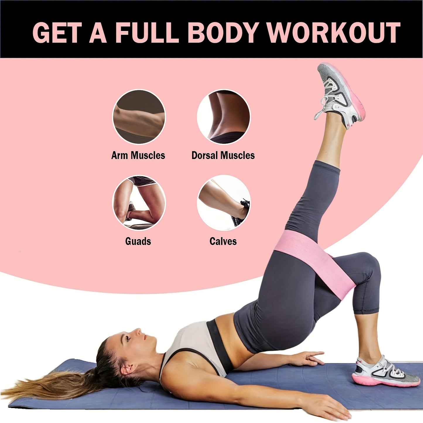 3PCS Fabric Resistance Loop Bands – Medium Set for Legs, Thighs & Glutes (Yoga, Pilates, Home Workout)