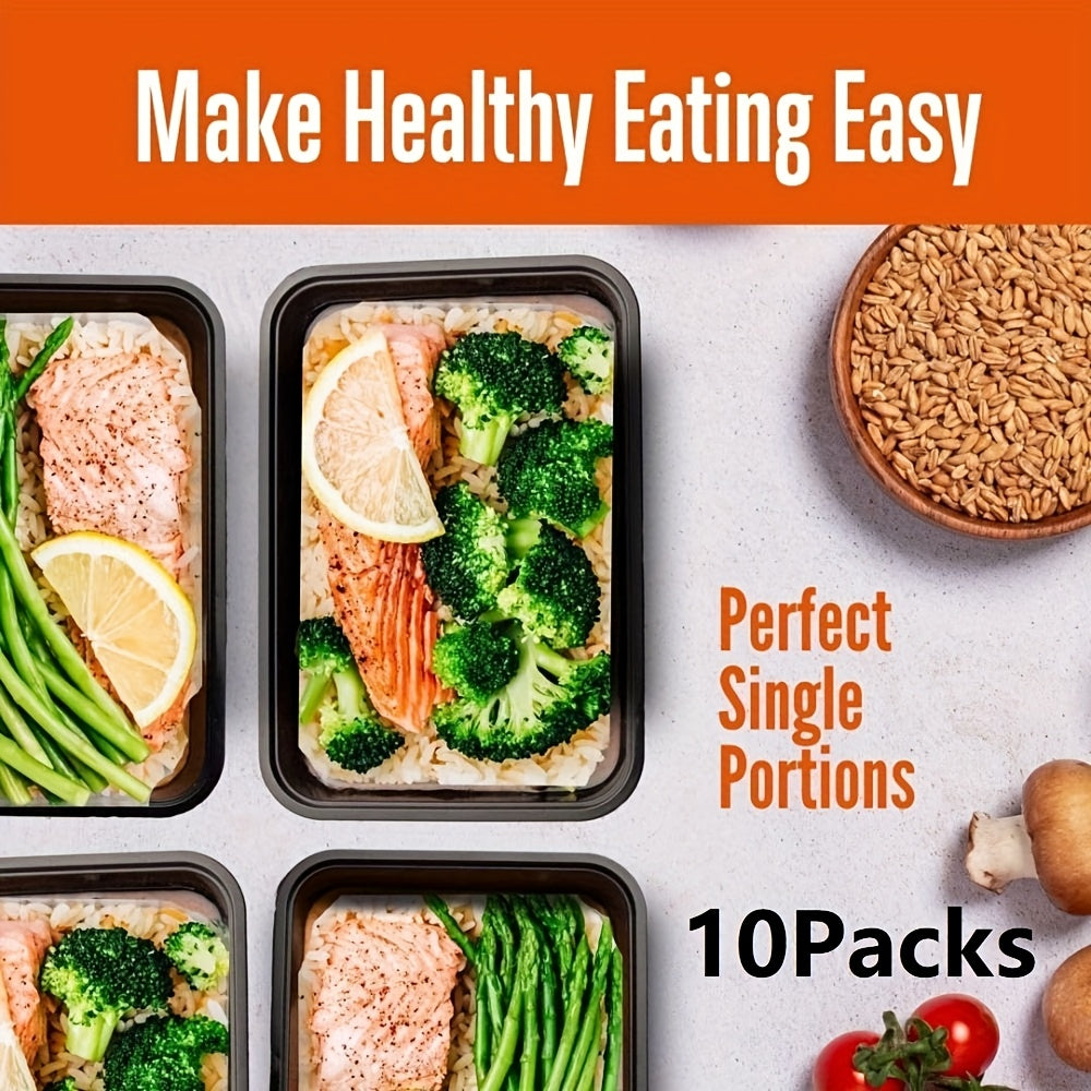 50 Pack 32Oz Meal Prep Plastic Food Storage Containers with Lids Compartment Black Rectangular Reusable Bpa-Free Microwavable Freezer Dishwasher Safe Stackable