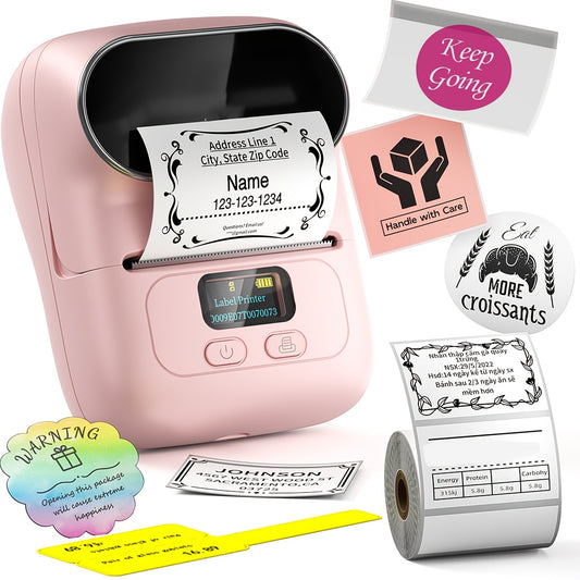 Barcode Printer - Label Maker Machine Wireless Themal Label Printer for Small Business, School, Barcode, Address, Jewelry, Clothing, Organizing, Orange