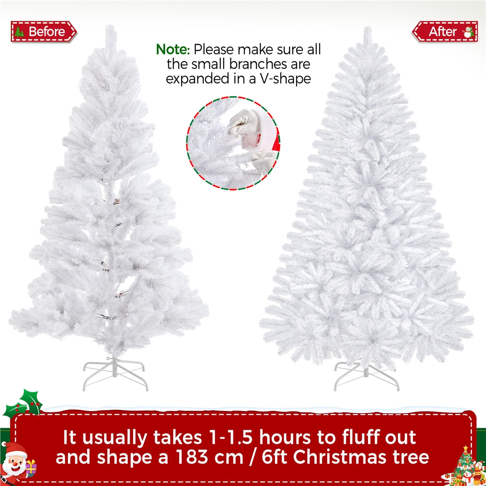 Costoffs 4ft/4.5ft/6ft/7.5ft/9ft/12ft Christmas Tree Hinged Prelighted Pine Tree for Home Party Holiday Decoration with Lights, Easy Assembly, Metal Hinges & Foldable Base