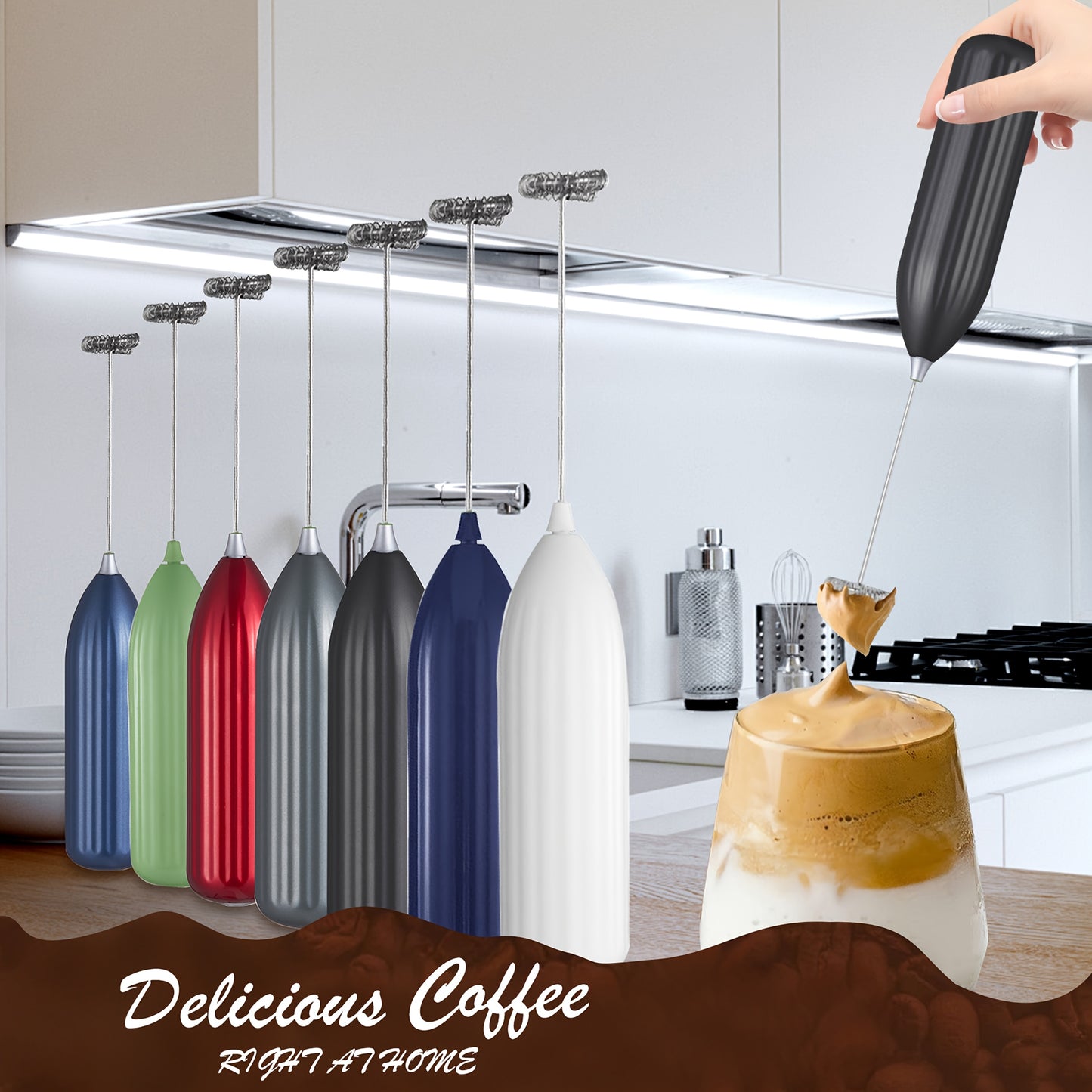 Professional Milk Frother & Foam Maker, Handheld Battery-Powered Whisk for Coffee, Latte, Cappuccino, Hot Chocolate, Portable Stainless Steel  Blender with 2 AA Batteries (Not Included) Barista-Grade Tool for Home, Travel & E
