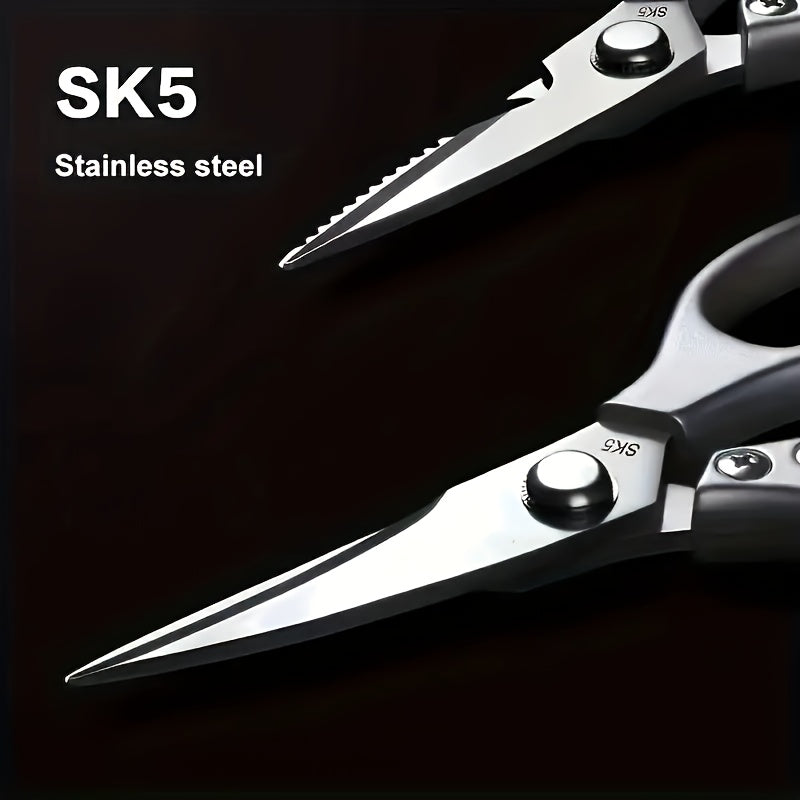 1/2pcs 8.5-inch Hard Aluminum Alloy Kitchen Scissors For Both Hands Multifunctional Stainless Steel Blades Professional Chicken Bone Scissors With Printed Structure