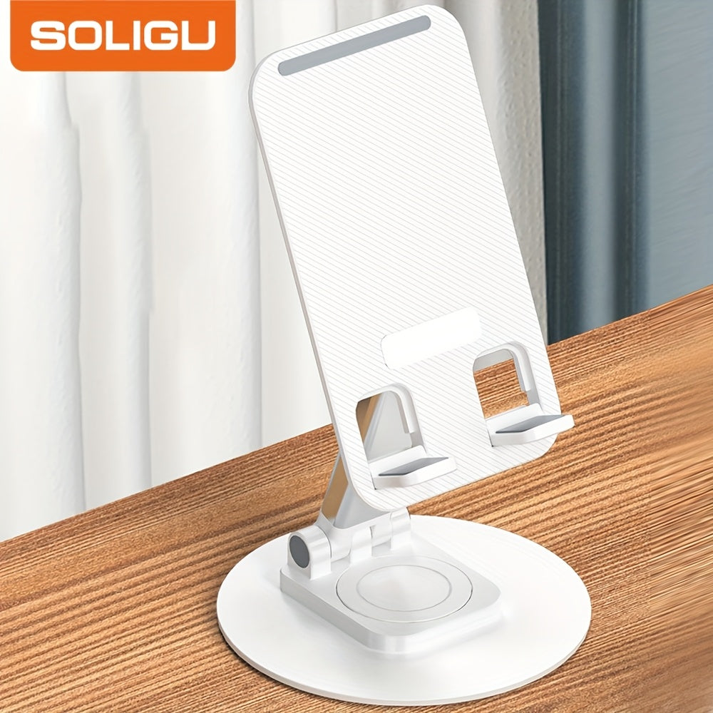 SOLIGU All-Metal Desktop Phone Stand – 360° Rotating Base with Satisfying Mechanical Click Sound