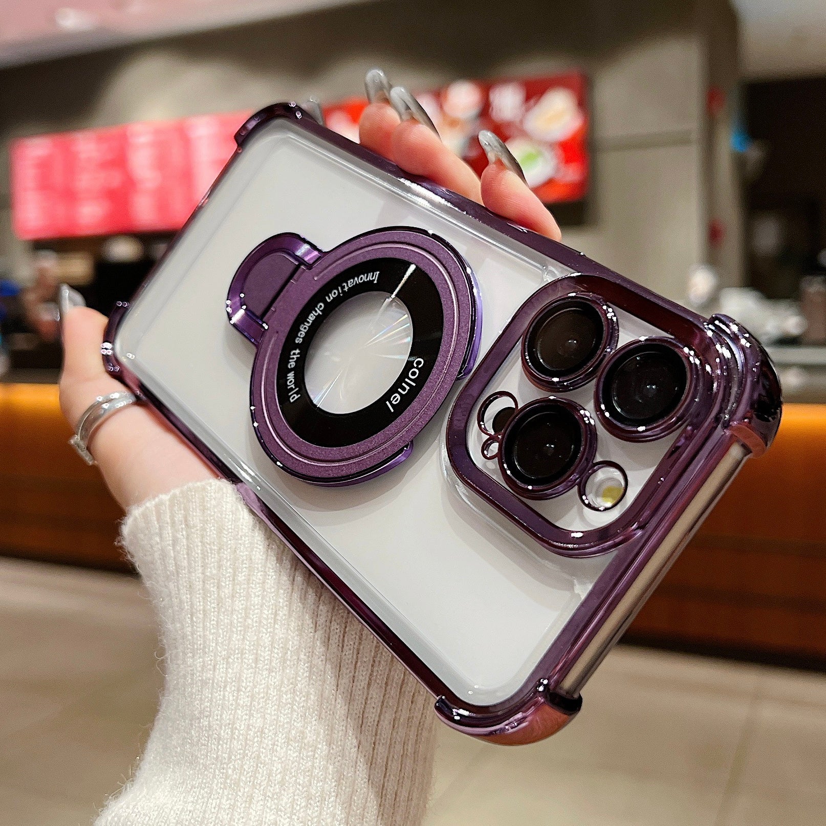 Phone Case: 3pcs [1 Phone Cover with 2 Clear Screen Protectors] Stylish Plated Magnetic Stand Case for iPhone 16 15 14 13 12 11 Pro Max with Holder Stand Shock-Resistant Cover