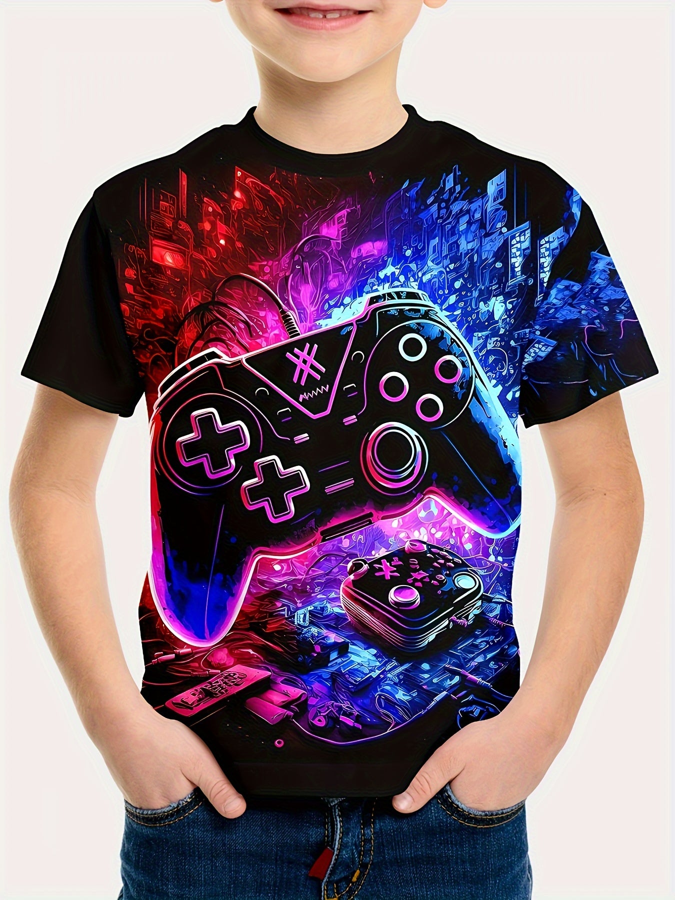 SEO-Optimized Product Description for Boys’ Game Controller 3D Print T-Shirts (4pcs)