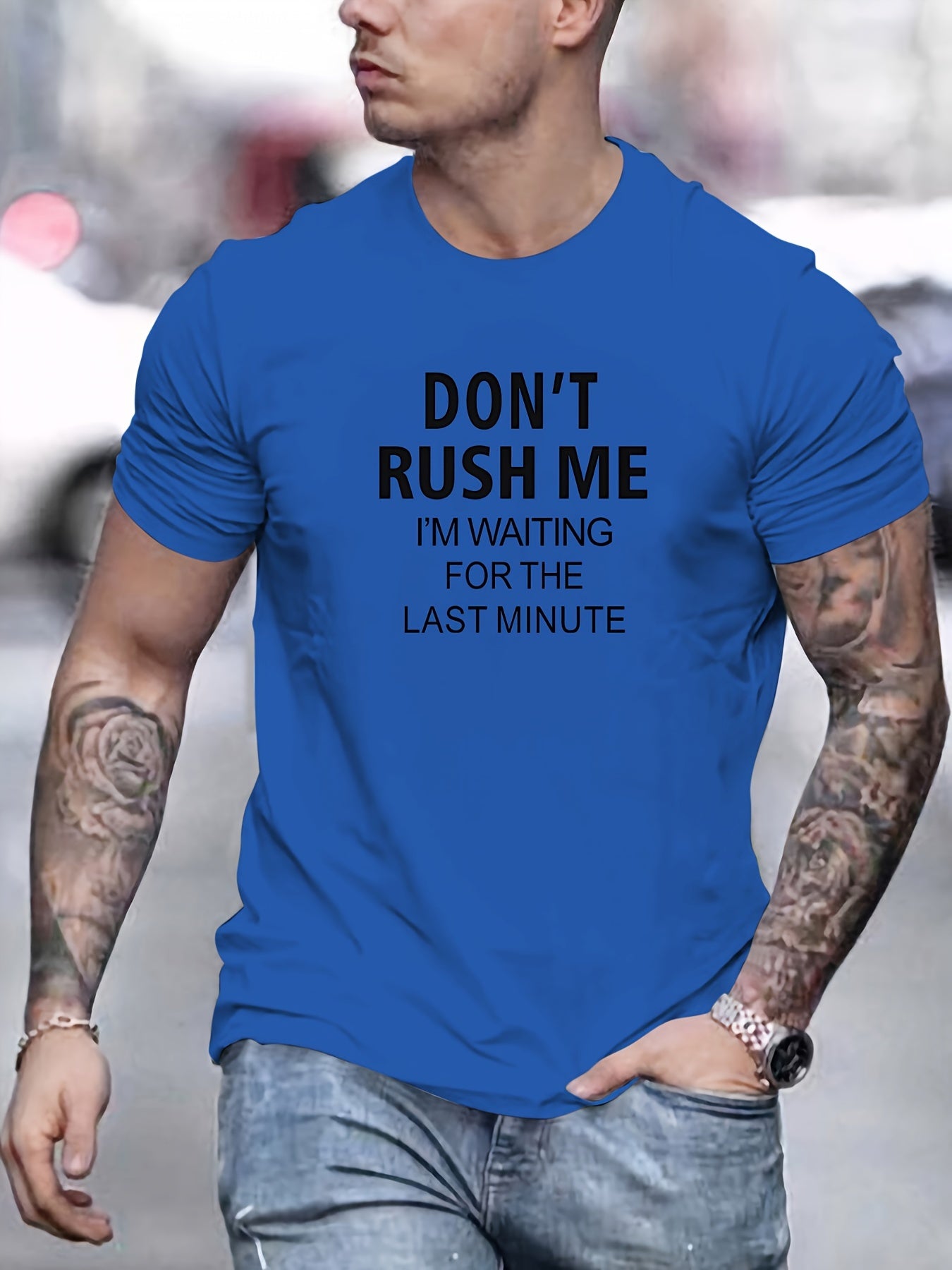 Don't Rush Me" Men's Cotton T-Shirt - Casual Crew Neck, Short Sleeve, Summer Tee in Solid Colors