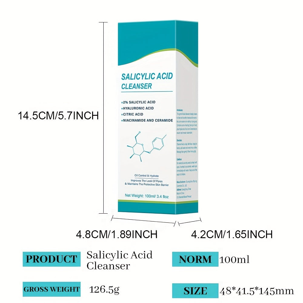 Irev Salicylic Acid Cleanser, Moisturizing Facial Wash, with Hyaluronic Acid, Niacinamide, Citric Acid, And Ceramide, for Deep Cleansing, Unisex, Fresh Scent, Paraben-Free