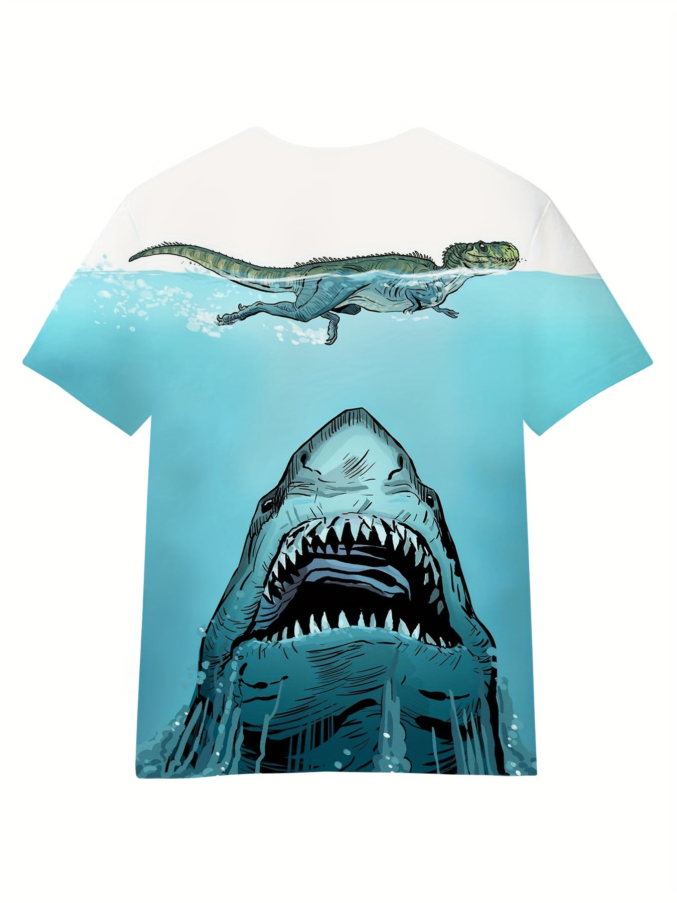 3D Effect - Cool Shark And Dinosaur 3D T-Shirts For Boys, Lightweight And Comfy Summer Clothes