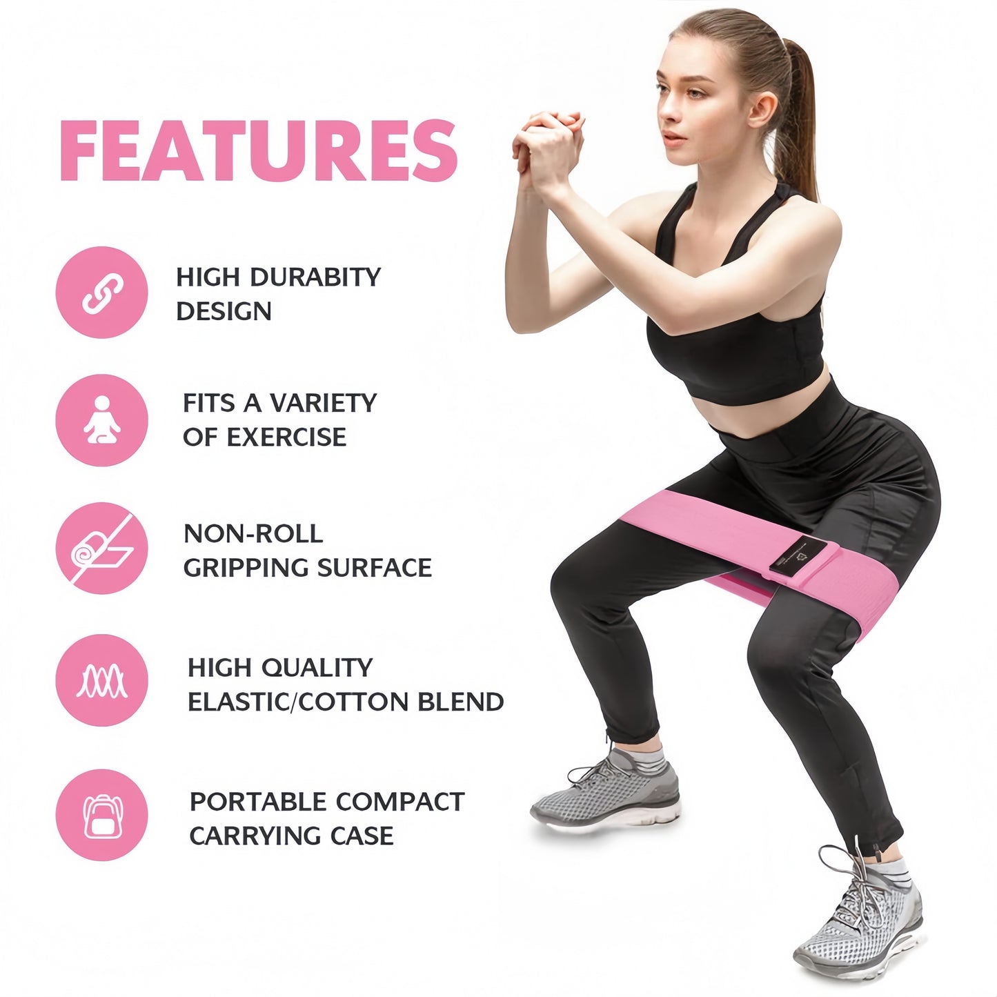 3PCS Fabric Resistance Bands Set – Loop Workout Bands for Yoga, Pilates & Home Training (3 Levels)