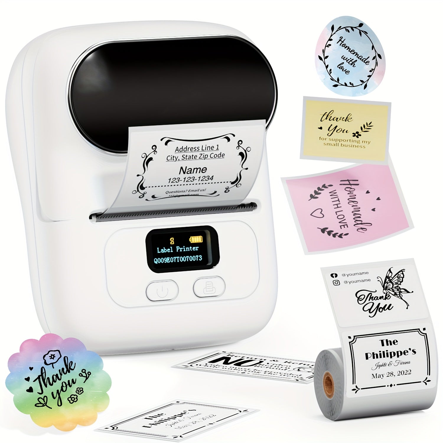 Barcode Printer - Label Maker Machine Wireless Themal Label Printer for Small Business, School, Barcode, Address, Jewelry, Clothing, Organizing, Orange