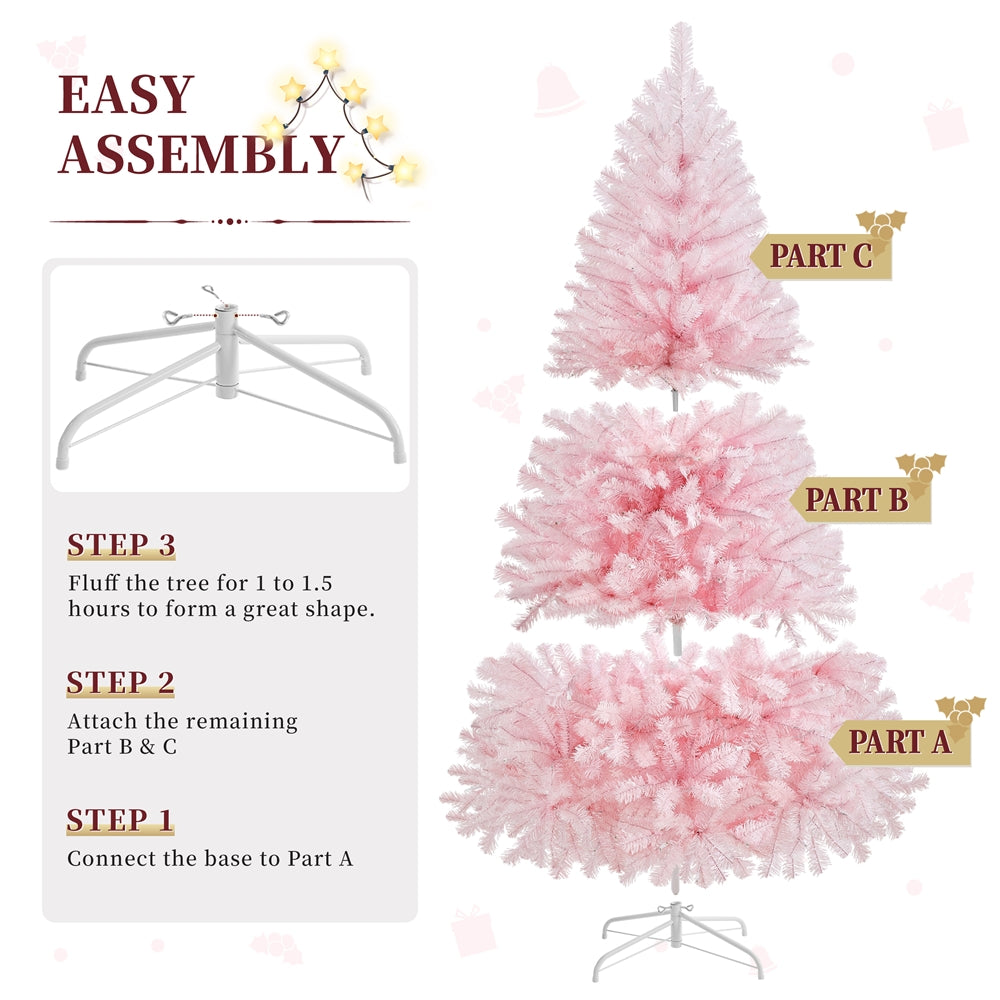 Costoffs 4ft/4.5ft/6ft/7.5ft/9ft/12ft Christmas Tree Hinged Prelighted Pine Tree for Home Party Holiday Decoration with Lights, Easy Assembly, Metal Hinges & Foldable Base