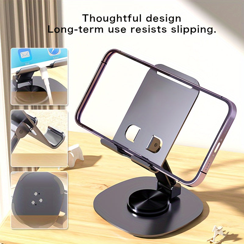 SOLIGU All-Metal Desktop Phone Stand – 360° Rotating Base with Satisfying Mechanical Click Sound