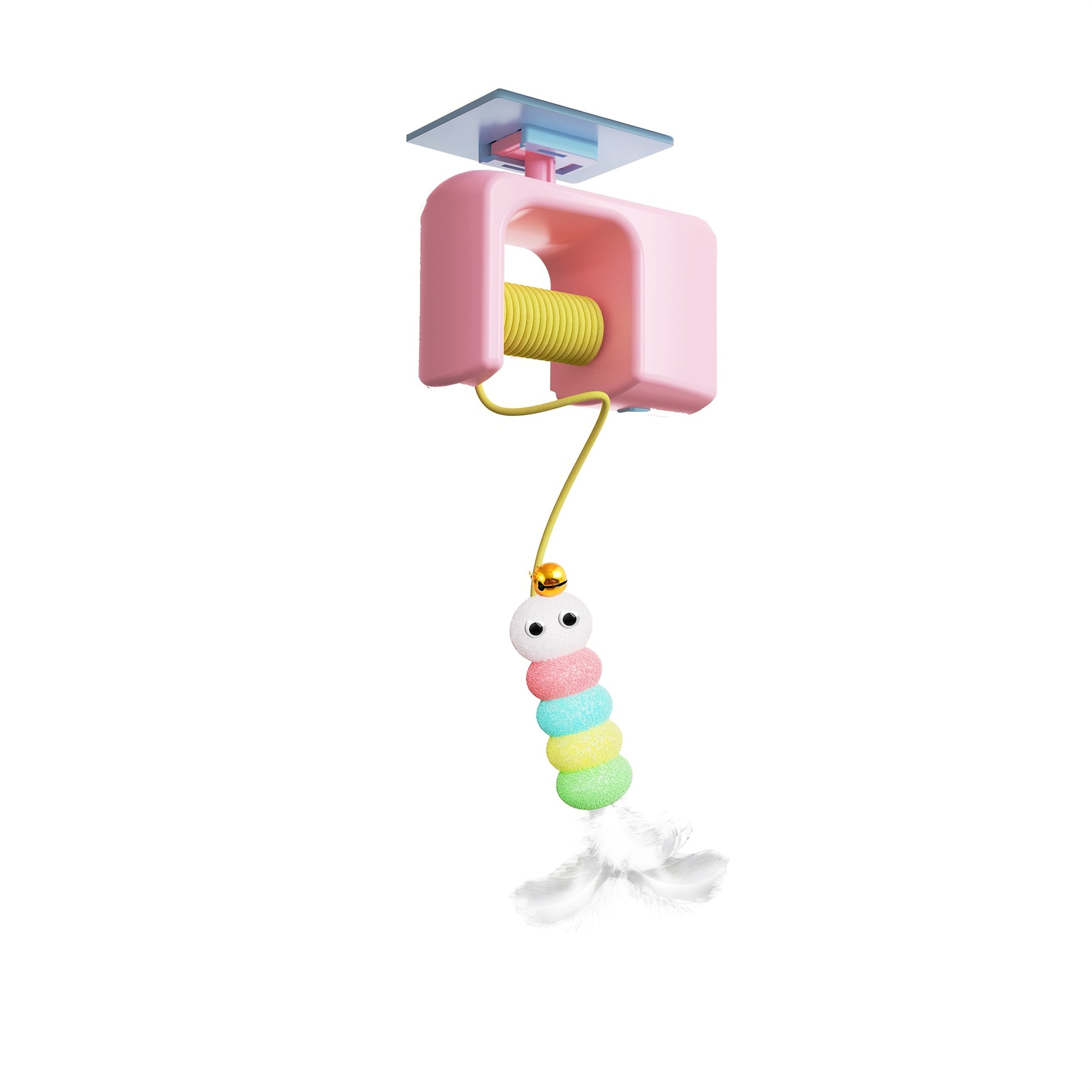 [Hanging cat ball toy] USB Rechargeable Interactive Cat Toy - Automatic Swinging Door Hanging Ball with Artificial Feathers - Indoor & Outdoor Fun for All Cat Breeds - Perfect for Busy Pet Owners