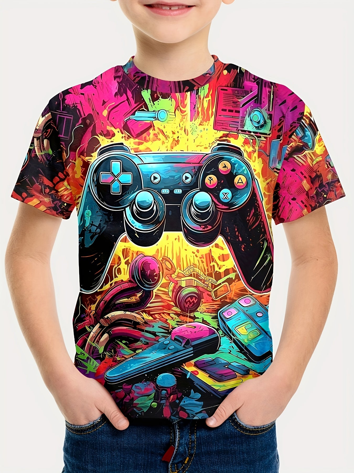 SEO-Optimized Product Description for Boys’ Game Controller 3D Print T-Shirts (4pcs)