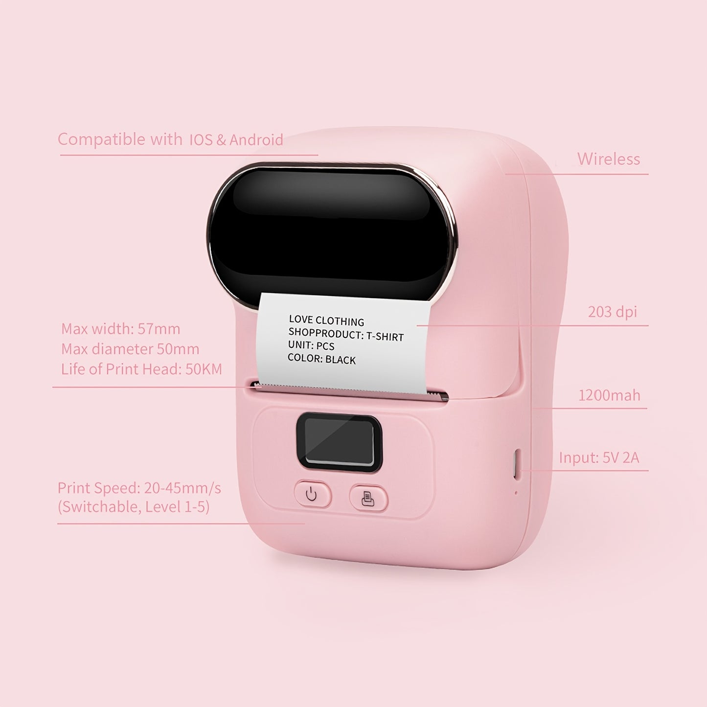 Barcode Printer - Label Maker Machine Wireless Themal Label Printer for Small Business, School, Barcode, Address, Jewelry, Clothing, Organizing, Orange