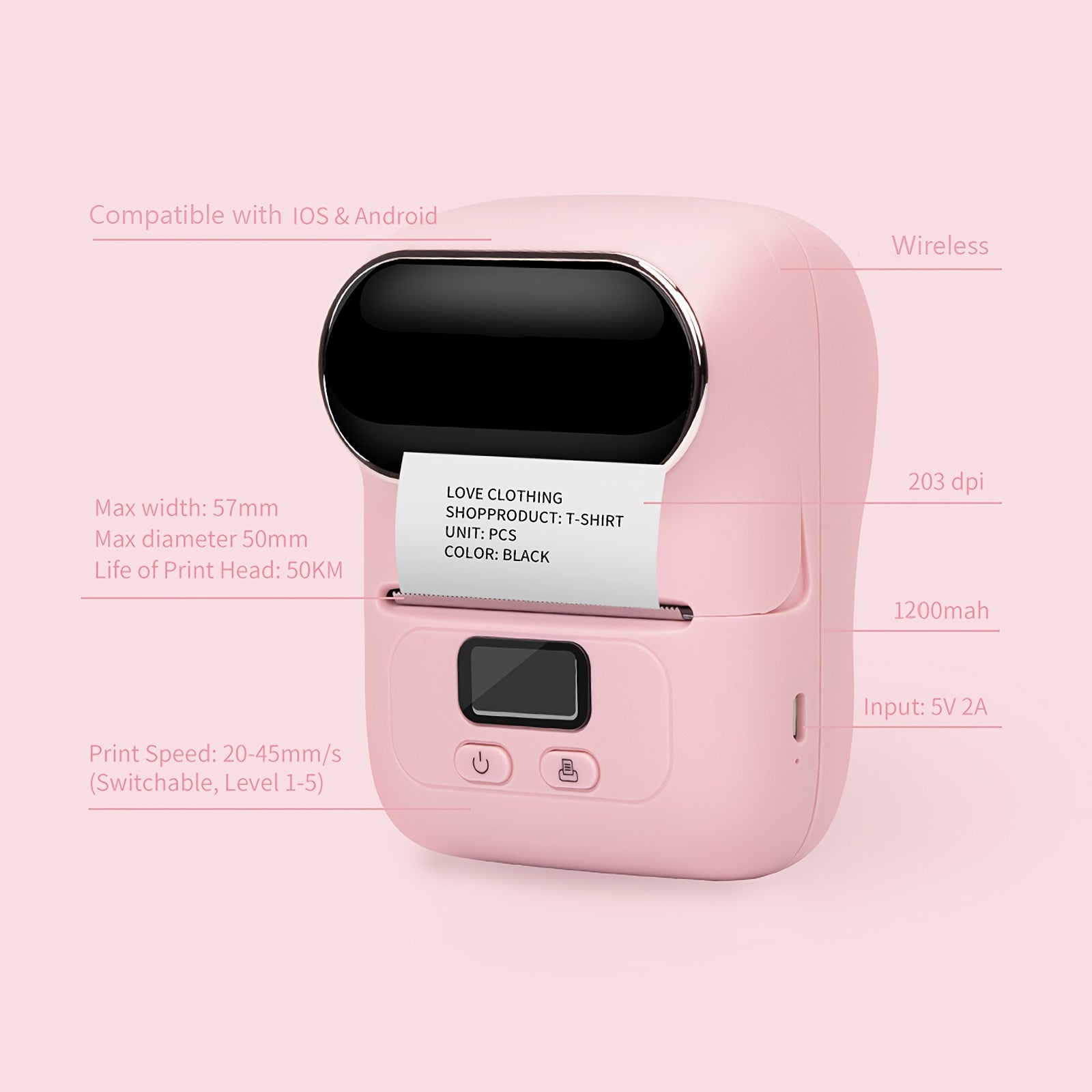 Barcode Printer - Label Maker Machine Wireless Themal Label Printer for Small Business, School, Barcode, Address, Jewelry, Clothing, Organizing, Orange