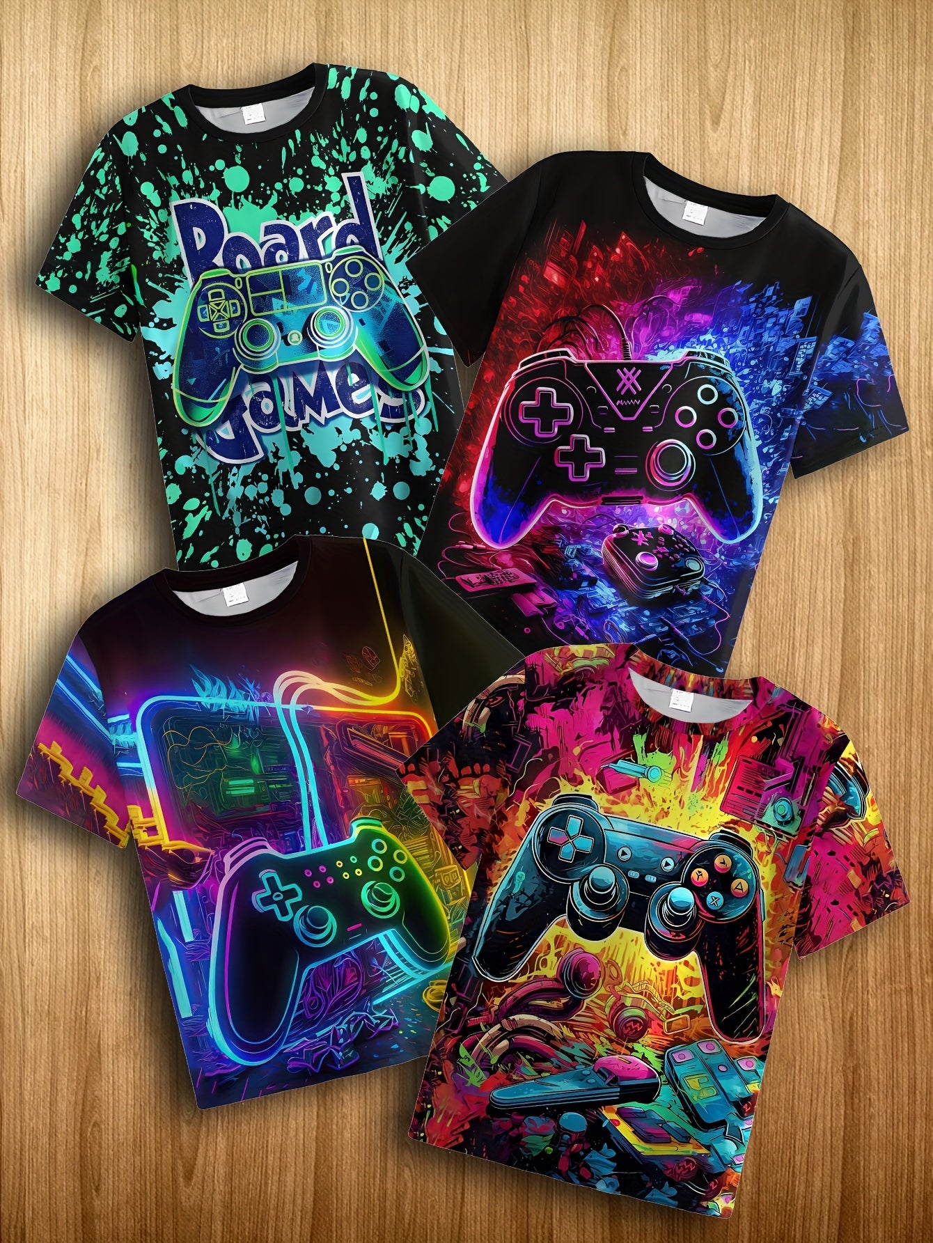 SEO-Optimized Product Description for Boys’ Game Controller 3D Print T-Shirts (4pcs)