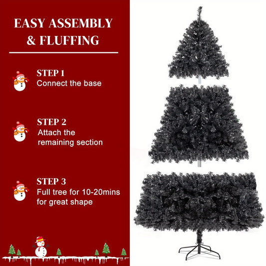 6ft Black PVC Christmas Tree with 1150 Branches - Freestanding, No Power Needed, Perfect for Outdoor Decor