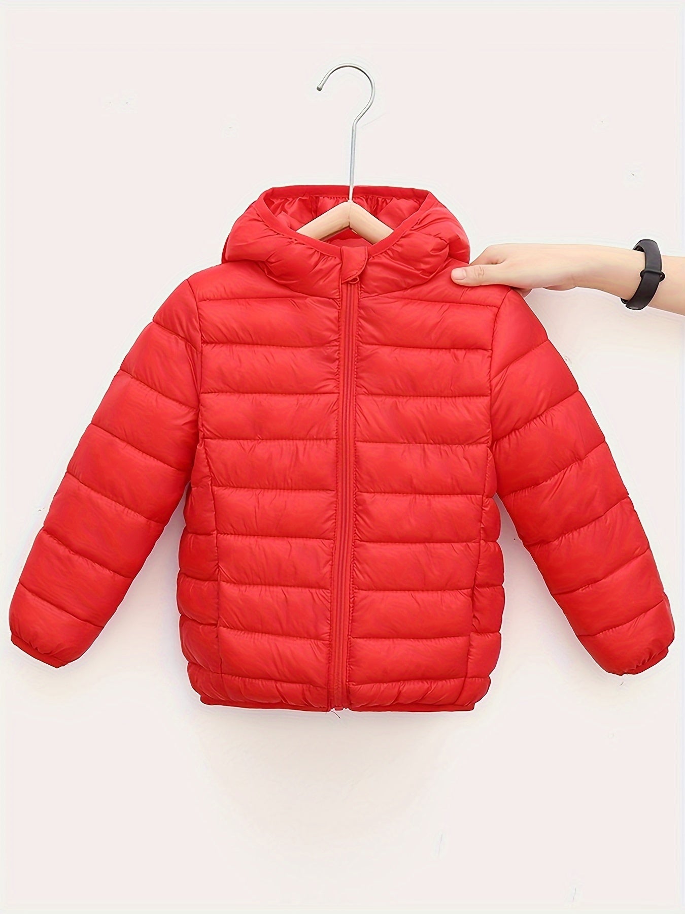 Kids’ Lightweight Hooded Jacket – Faux Down Boys’ Warm Coat for Autumn/Winter